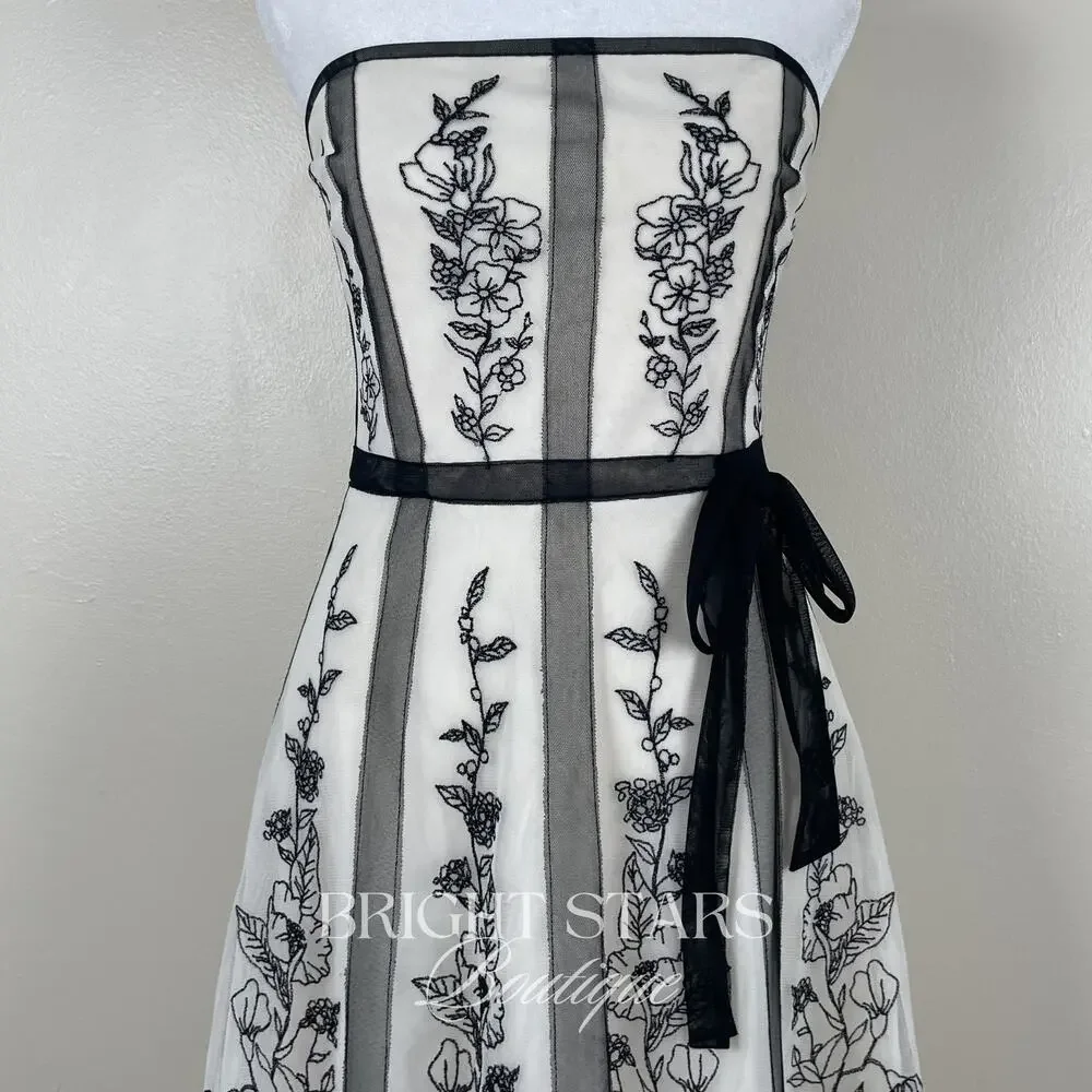 Rare Black and White Lace Strapless Dress ASO Charmed Piper Phoebe Halliwell - Picture 7 of 11